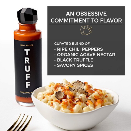  TRUFF Hot Sauce 2-Pack Bundle, Gourmet Hot Sauce Set, Black Truffle and Chili Peppers, Gift Idea for the Hot Sauce Fans, An Ultra Unique Flavor Experience (Black/Black, 6 oz, 2 cou