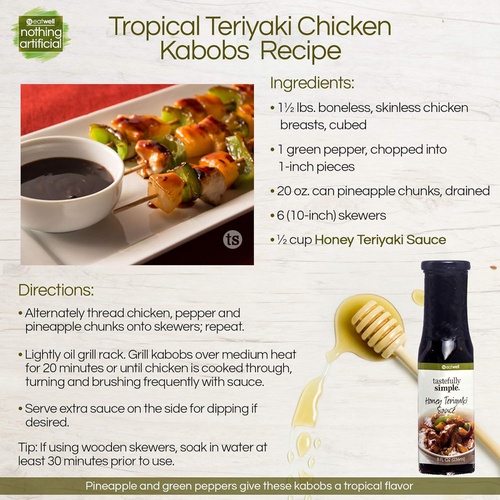  Tastefully Simple Honey Teriyaki Sauce - Use in Stir-Fry, Slow Cooker, Grilling Pork, Poultry and Salmon - 8 Fl oz (1-Pack)