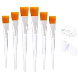 Tegelrying Facial Brush,6 Pcs Soft Fiber Face Brushes Mud Applicator Clear Handle With 2 Pieces White Spa Headband for Face Wash Applying Lotion,Eye Peel Makeup Tools,Silver