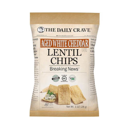  The Daily Crave Aged White Cheddar Lentil Chips, 1 Ounce (Pack of 24) 4 G Protein, Gluten-Free, Non-Gmo, Kosher, Crunchy