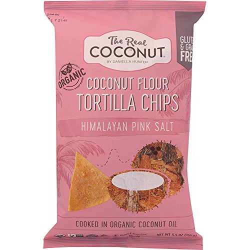  The Real Coconut Gluten Free Coconut Flour Tortilla Chips 5.5oz (Himalayan Pink Salt)