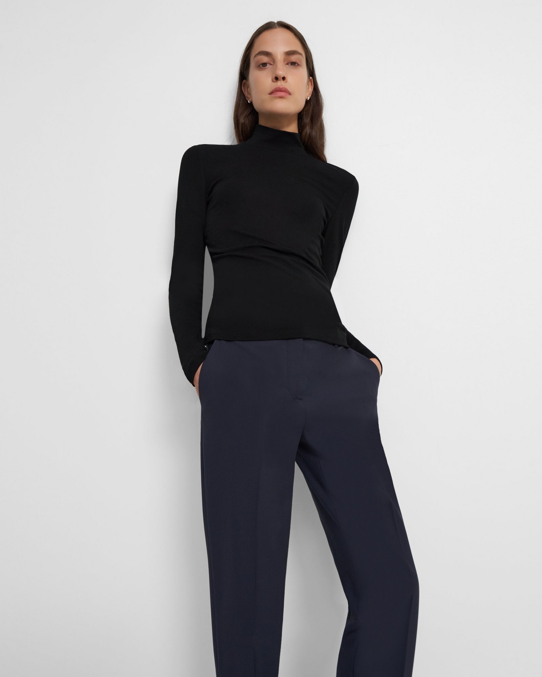 Theory Turtleneck Sweater in Ribbed Viscose