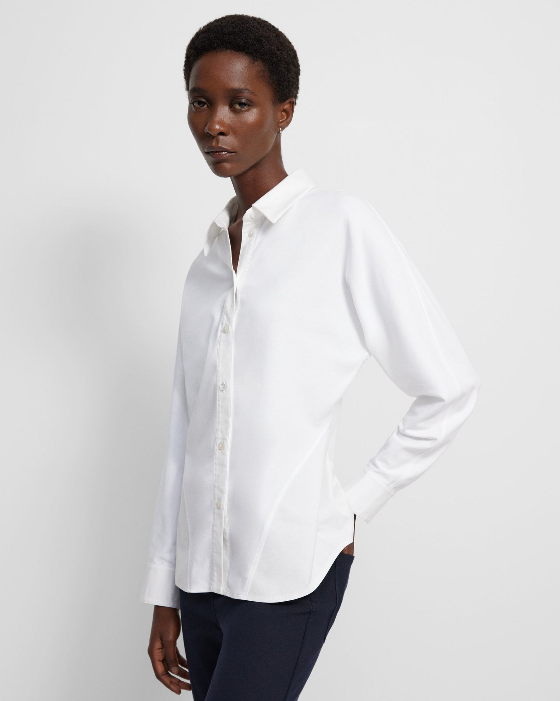 Theory Cinched Shirt in Cotton Jersey