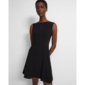 Theory Fit-and-Flare Dress in Checked Crepe