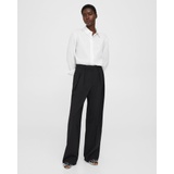 Theory Pleated Wide-Leg Pant in Stretch Wool