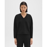 Theory Sculpted V-Neck Top in Double-Knit Jersey