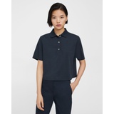 Theory Cropped Polo in Cotton Jersey