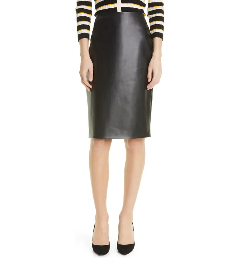 Theory Faux Leather Skinny Pencil Skirt_BLACK