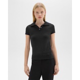 Cap Sleeve Polo in Cotton-Wool Boucle