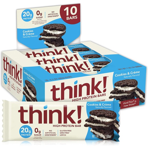 think! High Protein Bars, No Artificial Sweeteners, White Chocolate, 10 Count