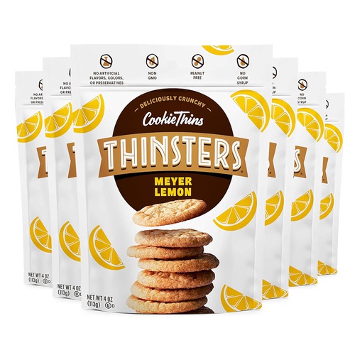  THINSTERS Cookie Thins Cookies, Toasted Coconut, 4oz (Pack Of 6), Non-GMO, Peanut Free, No Corn Syrup, Crunchy Cookies, No Artificial Flavors, Colors, or Preservatives