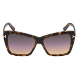 Tom Ford Leah 64mm Gradient Polarized Oversize Butterfly Sunglasses_COLORED HAVANA/ Gradient SMOKE