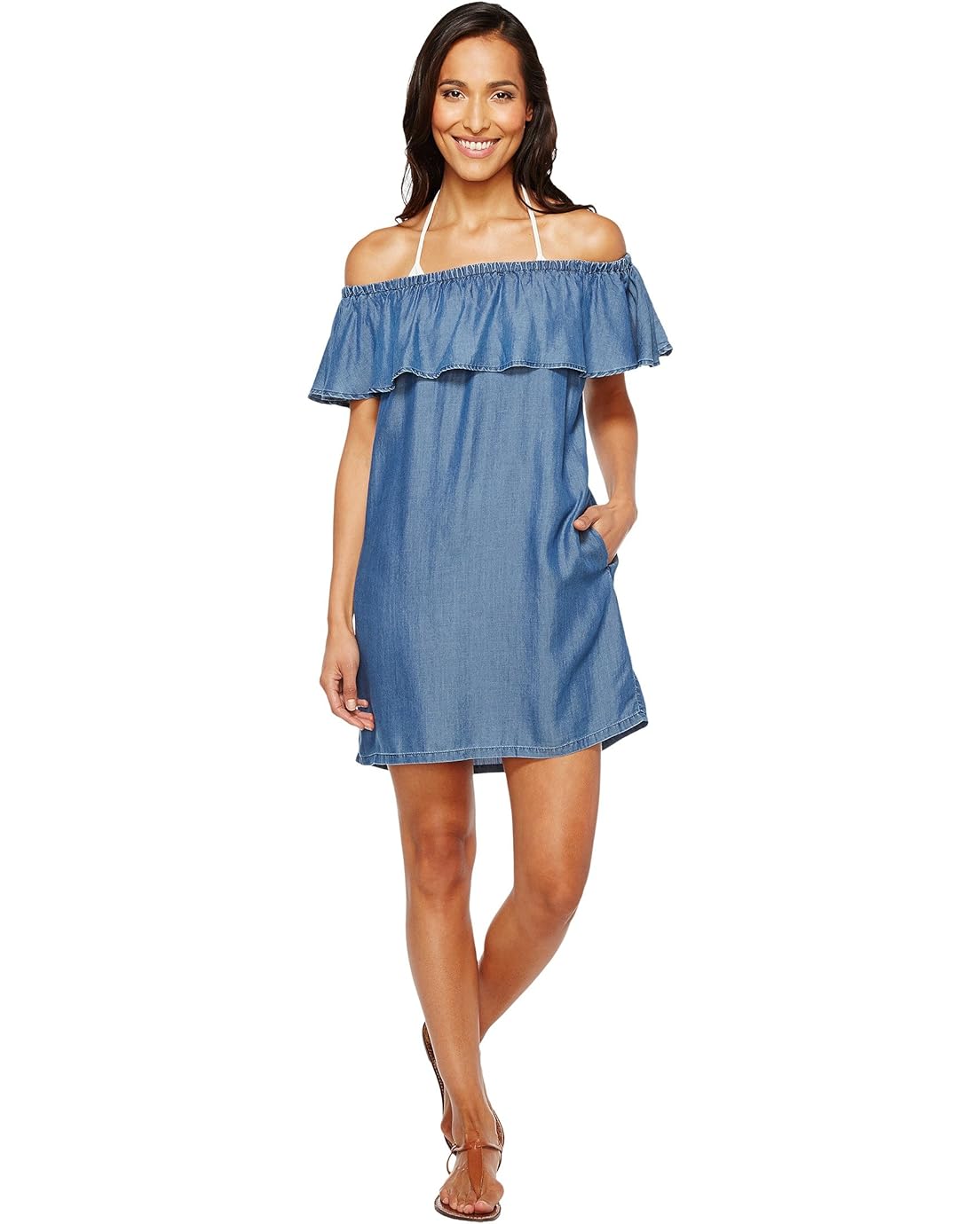 Tommy Bahama Chambray Off the Shoulder Dress Cover-Up