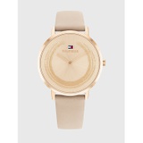 TOMMY HILFIGER Dress Watch with Taupe Leather Strap