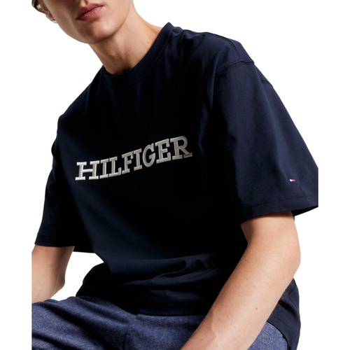 타미힐피거 Mens Relaxed-Fit Embroidered Logo T-Shirt