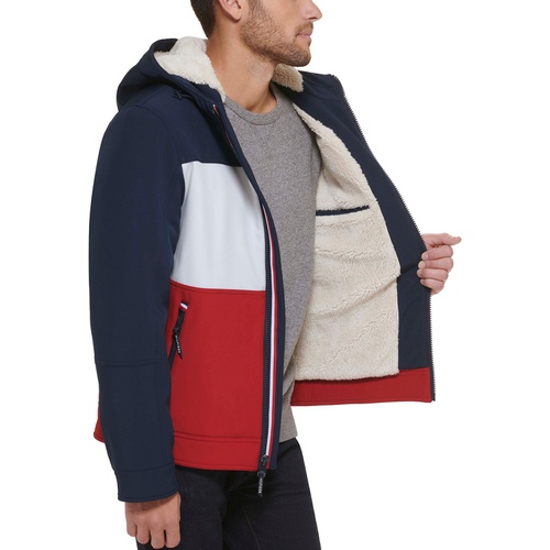 타미힐피거 Mens Sherpa-Lined Softshell Hooded Jacket