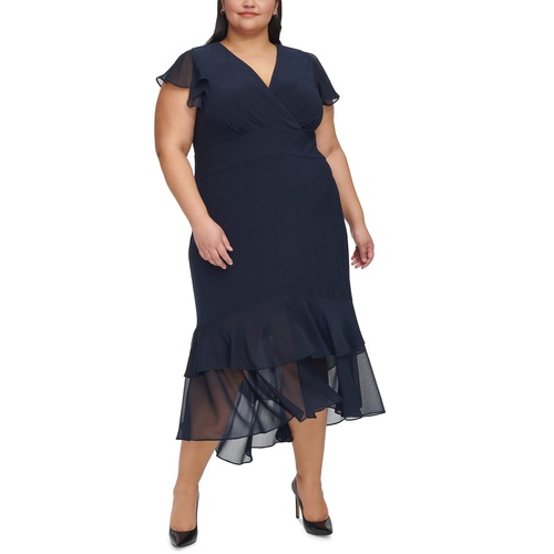 타미힐피거 Plus Size Flutter-Sleeve A-Line Dress