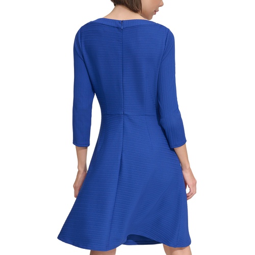타미힐피거 Petite 3/4-Sleeve Textured Knit Dress