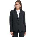Womens Notched-Collar Double-Button Blazer