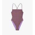 Tory Burch PRINTED TIE-BACK ONE-PIECE SWIMSUIT