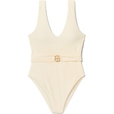 Tory Burch Miller Plunge One-Piece Swimsuit_NEW IVORY