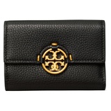 Tory Burch Miller Medium Trifold Leather Wallet_BLACK