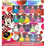 Townley Girl Disney Minnie Mouse Non-Toxic Peel-Off Nail Polish Set for Girls, Glittery and Opaque Colors, Ages 3+ - 18 Pack