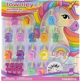 Townley Girl Unicorns and Llamacorns Non-Toxic Peel-Off Nail Polish Set for Girls, Glittery and Opaque Colors, with Nail Gems and Toe spacers, Ages 3+, for Parties, Sleepovers and