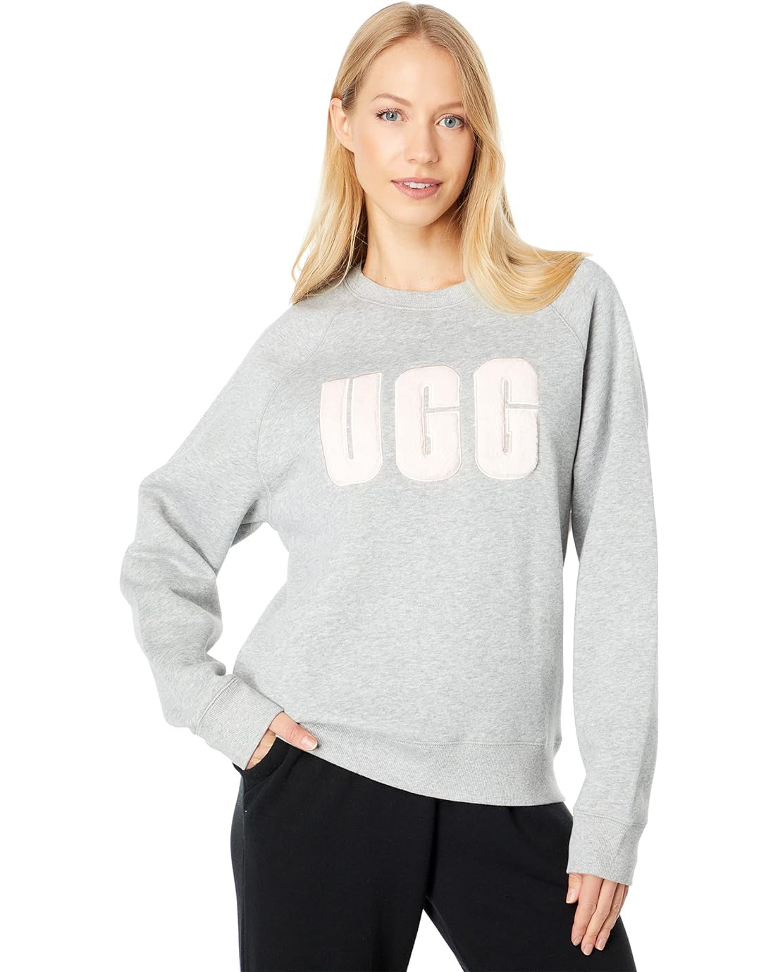 어그 UGG Madeline Fuzzy Logo Crew Neck T-Shirt