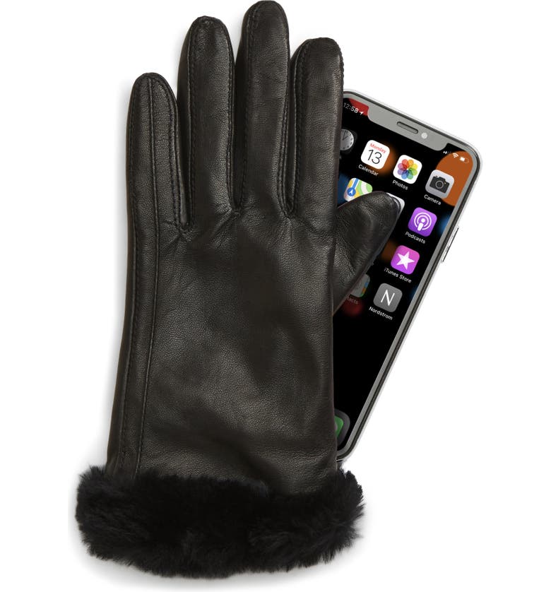 어그 UGG Genuine Shearling Leather Tech Gloves_BLACK