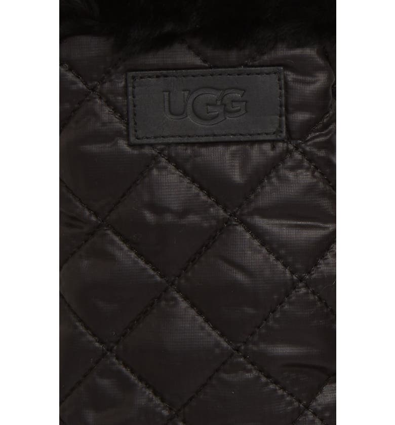 어그 UGG All Weather Touchscreen Compatible Quilted Gloves with Genuine Shearilng Trim_BLACK