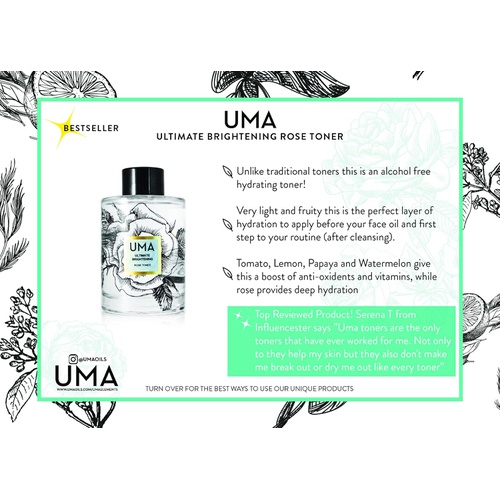 UMA Ultimate Brightening Rose Toner 4 oz