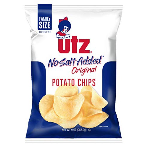  UTZ No Salt Added Original Potato Chips 9.5 Ounces (4 Bags)
