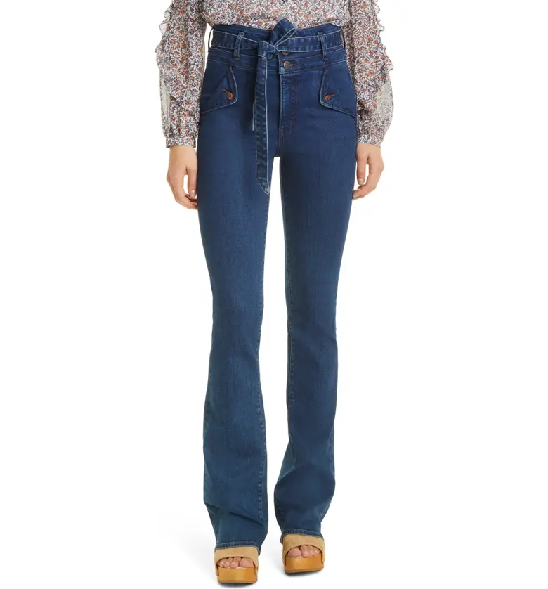 Veronica Beard Giselle High Waist Slim Flare Jeans_WASHED OXFORD