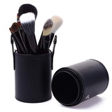 VSILE 12 Piece Make-up Brush Set Professional Facial Makeup Brush Set Make Up Tool With Cup Holder Box Multi-functional Make Up Tool (Black)
