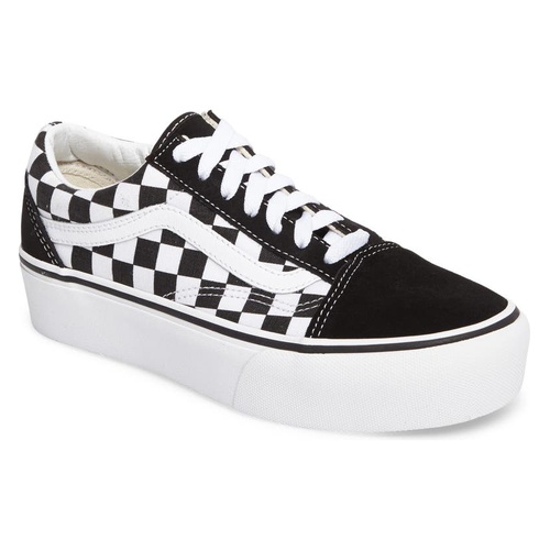 반스 Vans Old Skool Platform Sneaker_CHECK BLACK/ TRUE WHITE