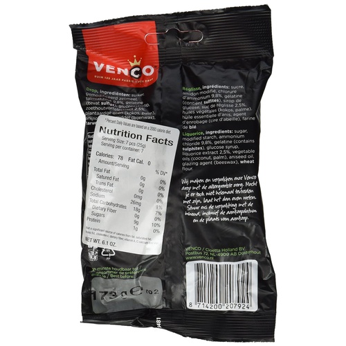  Venco Double Salt Licorice 6.1 Oz (Pack of 4)