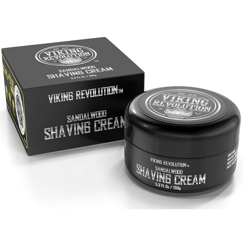  Viking Revolution Luxury Shaving Cream for Men- Sandalwood Scent - Soft, Smooth & Silky Shaving Soap - Rich Lather for the Smoothest Shave - 5.3oz