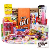 VINTAGE CANDY CO. 60TH BIRTHDAY RETRO CANDY GIFT BOX - 1961 Decade Nostalgic Candies - Fun Gag Gift Basket For Milestone SIXTIETH Birthday - PERFECT For Man Or Woman Turning 60 Yea