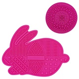 WAVALP Makeup Brush Cleaner Mat, Makeup Brush Cleaning Pad, Cosmetics Brush Cleaner, Portable Silicone Beauty Blender Washing Tool Scrubber Suction Cup (Pink 2 pieces)