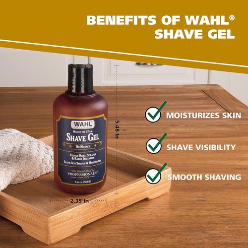  WAHL Shave Gel for a Clean, Close, Comfortable Shave. Easy to See Edging with the Clear Gel, Easily Clean the Razor and Soften Beard and Skin. Reduce Knicks, Scrapes & Razor Irrita