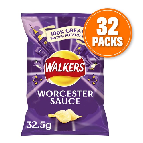  Walkers Crisps Worcester Sauce x 32 1040g