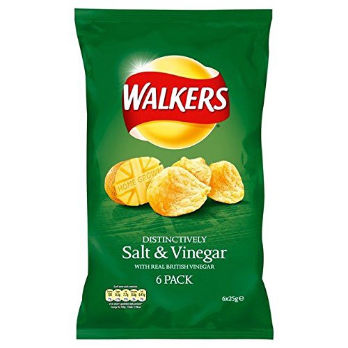  Walkers Salt & Vinegar Flavour Crisps Multipack 6 x 25g