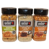 Weber 3 Pack Seasonings Bundle (7.75 oz Roasted Garlic & Herb, 8.5 oz Steak & Chop, & 8 oz Gourmet Burger)