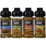 Weber Seasoning Variety 4 Flavor Pack 2.5-2.75 Ounce (Chicago Steak, Roasted Garlic and Herb, Kickn Chicken, Beer Can Chicken)