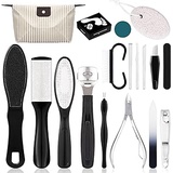 Whaline Pedicure Tools Kit, Dead Skin Tool Set 18 in 1, Stainless Steel Foot Callus Remover, Foot File Rasp, Nail Toenail Clipper, Pumice Stone, Foot Peel, Foot Care Kit for Women