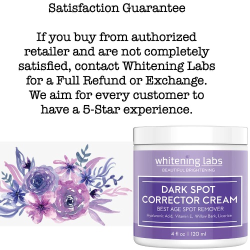  WhiteningLabs Dark Spot Corrector Face Body Cream. Spot Fade Remover Diminisher for Men and Women 4 OZ