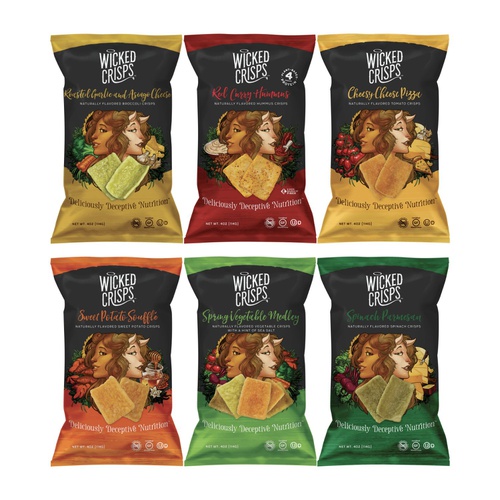  Baked Veggie Chips, Wicked Crisps - Cheesy Cheese Pizza, Healthy Snack, Gourmet Crunchy Tomato Crisps, No Additives or Preservatives, Gluten-Free, Low-Fat, Non-GMO, Kosher, 4oz par