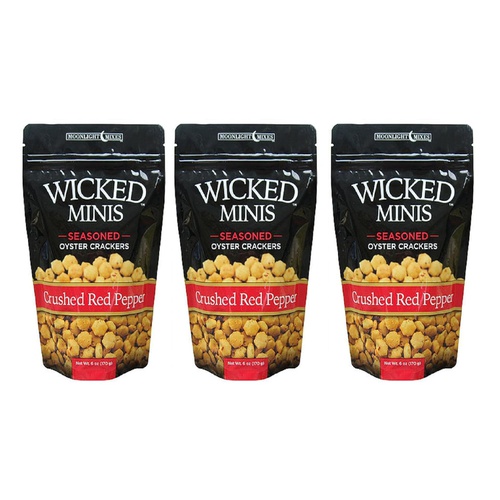  Wicked Mix Premium Seaoned Flavor Crushed Red Pepper Soup and Oyster Crackers,3-Pack Of 6 Ounce Bag (Crushed Red Pepper, 3-Pack)