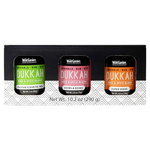  Wild Garden Dukkah Seed and Spice Blend- Variety Pack Za’atar, Super Seeds, and Herbs & Roses, Sprinkle on food, Rub on meats, or Dip with olive oil and rustic bread!